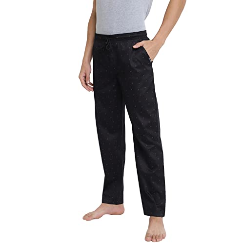 Image of Van Heusen Men Athleisure Allover Print Pyjamas - 100% Combed Cotton - Drawstring Waist, Ultra Soft 50082 APP13 M, Black, Medium
