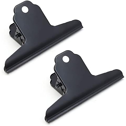 2 Pcs Large Bull Clip Stainless Steel Binder Paper Clamps Metal Hinge Clips Metal Binder Paper Clip for Drawing Board, Office School Supplies 10cm Black Cover