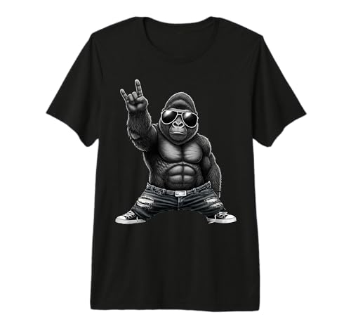 Retro Funny Gorilla Cool Rock Music Lovers Boys Girls Kids Premium T-Shirt