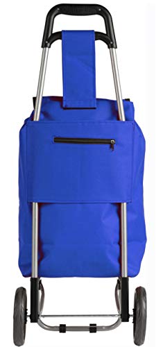 Einkaufstrolley - 27 Liter blau - 600D Polyester - mit extra Fach - Abnehmbare & regenfeste Tasche - / Klappbarer Shopper/Einkaufsroller/Handwagen – Bild 4