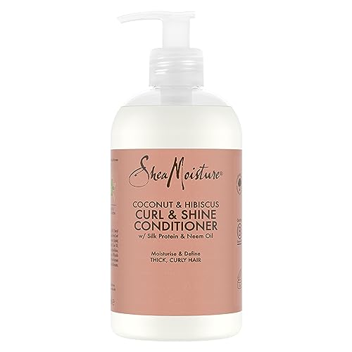 SheaMoisture Coconut & Hibiscus Curl & Shine Conditioner, no silicones or sulphates for thick, curly hair 379 ml