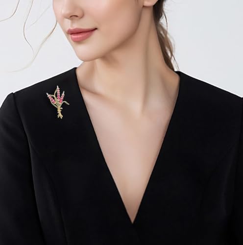Image of Flower Brooch Pins for Women Rhinestone Red Pin Blazer Dress Denim Jacket Lapel Pin Wedding Holiday Gift Accessories