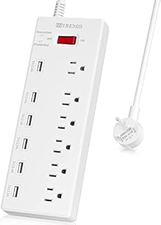 HITRENDS Surge Protector Power Strip 6 Outlets with 6 USB Charging Ports, USB Extension Cord, 1625W/13A Multiplug for Multiple Devices Smartphone Tablet Laptop Computer (6ft, white)