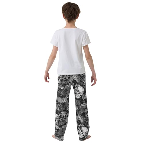 ZZXXB Skull Mushroom Boys Long Pants Soft Trousers Elastic Waist Kids Lounge Bottoms with Pockets S-XL3