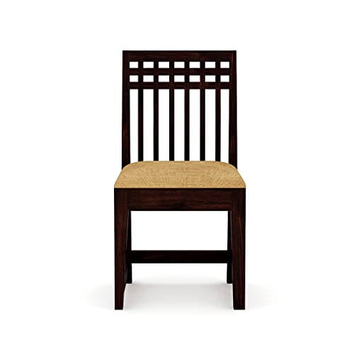 Image of Solid Sheesham Wood 6 Seater Dining Table Set with Cushioned Chairs for Dining Room | Living Room | Home & Office | Hotels Restaurant & Cafe (6 Seater, C-Walnut)