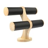 AKOOSY Soporte de Madera para Joyas y Relojes de Mesa Exhibidor Doble para Pulseras y Brazaletes Organizador Elegante y Seguro para Accesorios de Mano