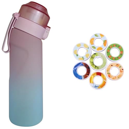 YAYAMIYA 水筒 ウォーターボトル スポーツ用水筒 650Ml 糖質0、カロリー0のフレーバーウォーター ボトル ジム ウォーターボトル フィットネス アウトドア用 7 Flavor Pods 携帯用 フィットネス 学校 オフィス 旅行用 (グラデーションパウダー〈7味付き）) [並行輸入品]