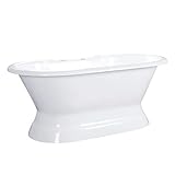 Kingston Brass Aqua Eden VCT7D603024 60-Inch Cast Iron Double Ended Pedestal Tub with 7-Inch Faucet Drillings, White