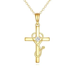 Kecho 14k solid gold nurse necklace stethoscope pendant jewelry graduation birthday nurse gifts for women nurse doctor medical student  urban country home decor