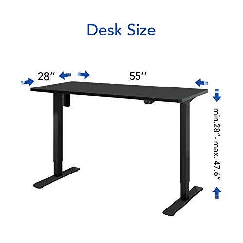 Flexispot Ec1 Stand Up Desk 55 X 28 Inches Workstation Home Office Computer Standing Table Height Adjustable Desk (Black Frame + 55" Black Top 2 Packages) #TOP2