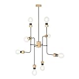 montixi cognome  Lampadario 8 luci E27 60 W maxi rovere oliato metallo nero alto 105 cm MONTIX BRITOP