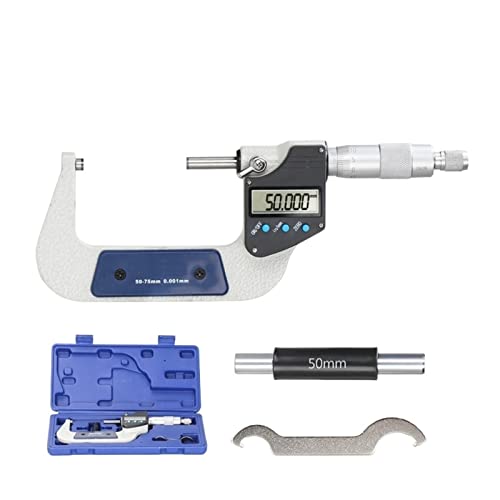 Micrometer Digital Caliper 0.001mm 0-25/50/75/100mm Electronic Outside Micrometer with LCD Screen Gauge Measuring Tools - Measuring Layout Tools(50-75mm)