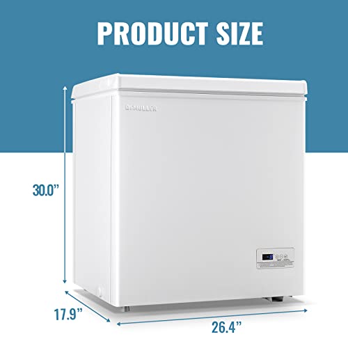 Demuller Chest Freezer With Electronic Control 41℉ To -31℉, Deep Freezer Freestanding Freezers With 2 Removable Stainless Steel Basket, Mini Freezer Top Open Door Compact Freezer 5.0Cu.ft, White #TOP5