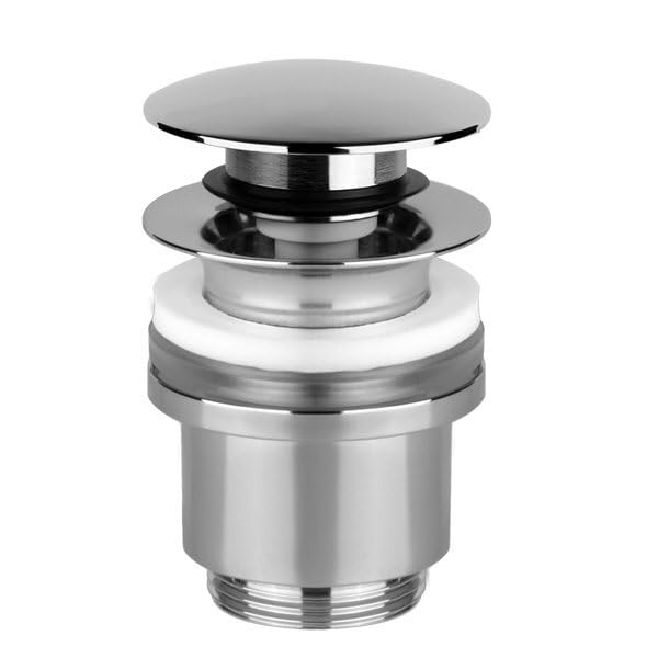 Válvula de desagüe Gessi Stop&Go 1 1/4 para lavabos con rebosadero, válvula de vástago mín. 25mm/máx. 45mm, 1408, 01408031, Color: cromo