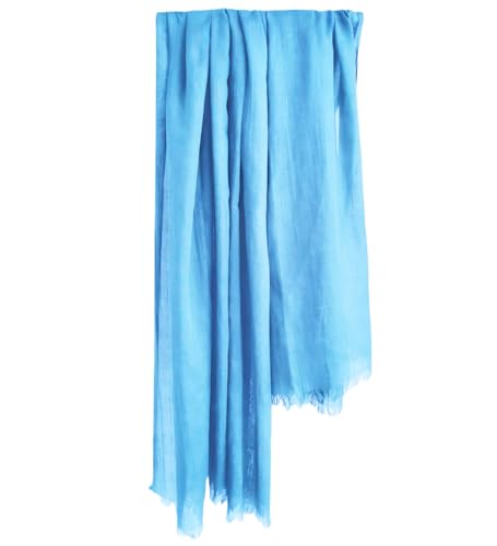 Harewom Soft Gauze Linen-Feel Shawl Wraps for Women Summer Scarf Light Blue