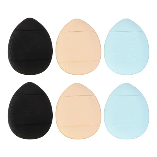 STAHAD Borlas De Polvo Mini Cosméticas 6 Piezas Tamaño Pequeño Para Maquillaje Facial Dedos Multiusos Uso Húmedo y Seco Correa Sujetadora Colores Surtidos