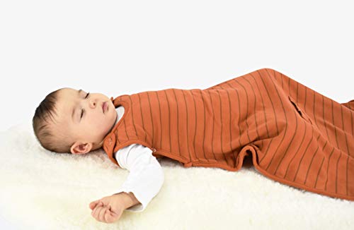 Image of Woolino 4 Season Ultimate Baby Sleeping Bag - Merino Wool and Organic Cotton - Universal Size Adjustable Sleep Sack for Baby - Two-Way Zipper Sleeping Bag (2-24 Months) - Rust