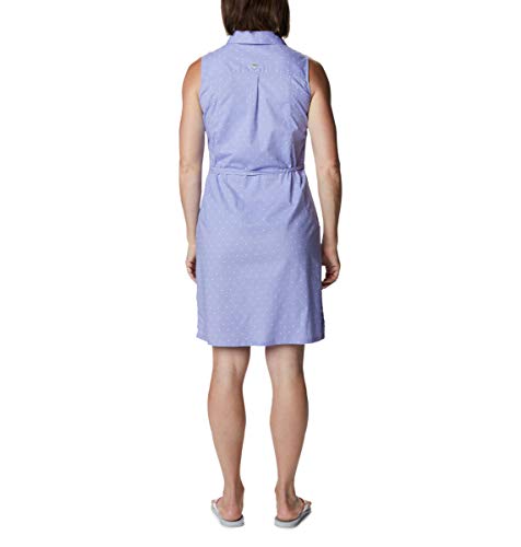 Columbia Pfg Bonehead Stretch Sleeveless Dress, Cotton Blend, Fairytale Swiss Dot, Medium #TOP1