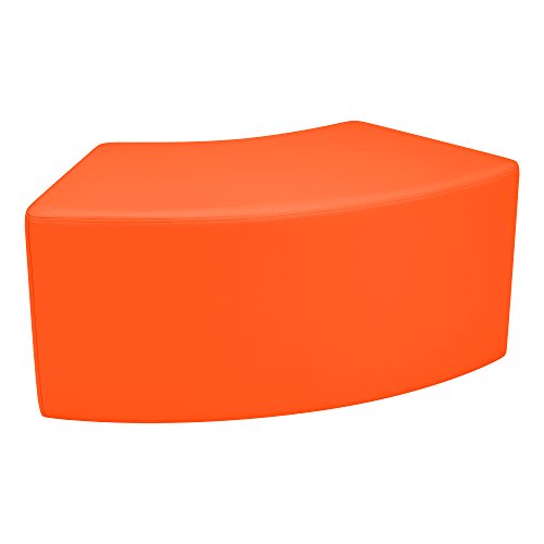 Image of Sprogs 18 inch H Structured S-Curve Stool -Flexible Modular Collaborative Soft Seating for Office, Home, Lounge and School Classrooms with Durable Frame & Set of 2 inch Casters Add-on -Orange