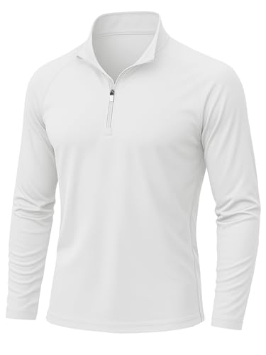 KEFITEVD Men's UPF 50+ Sun Protection Shirts Long Sleeve 1/4 Zip Up T-Shirt Quick Dry UV Fishing Running Rash Guard