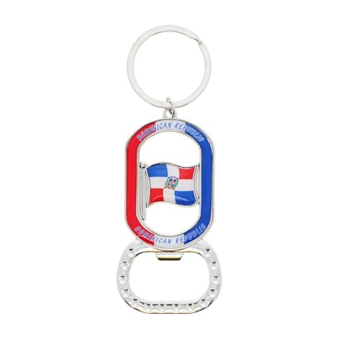 Dominican Republic Beer Bottle Opener Keychain - Oval Shape