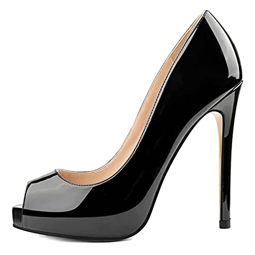 FOWT Women Platform Peep Toe Pumps Slip on Stiletto High Heels Office Formal Footwears Party Evening Shoes Size 4-15 US2