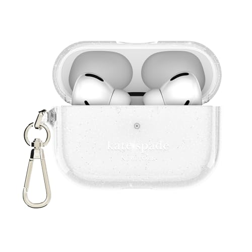 Image of kate spade new york AirPods Pro Protective Case with Keychain Ring -That Sparkle Silver, Compatible with AirPods Pro 2nd / 1st Generation
