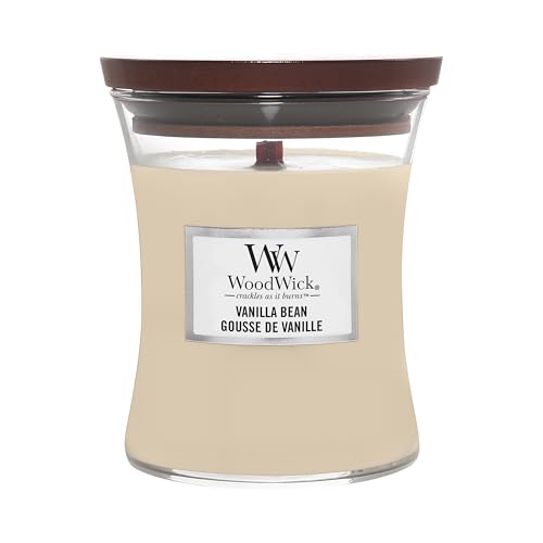 WoodWick Candela profumata in vaso a clessidra media con stoppino crepitante | Lavender & Cedar | Durata della fragranza: fino a 60 ore
