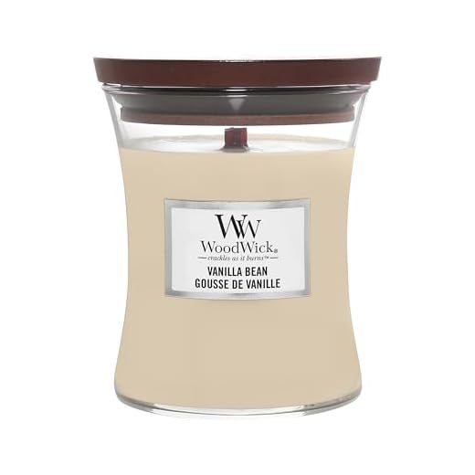 Woodwick Hourglass Vela Aromática en Tarro Mediano, Beige (Vanilla Bean), 275g