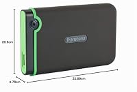Transcend TS1TSJ25M3S 1TB stabile, tragbare, externe USB3.1 Festplatte (HDD) kompakt, stoßunempfindlich und leicht in grau/grün mit Backup-Funktion (Datensicherung per Knopfdruck), Plug und Play – Ansicht 8