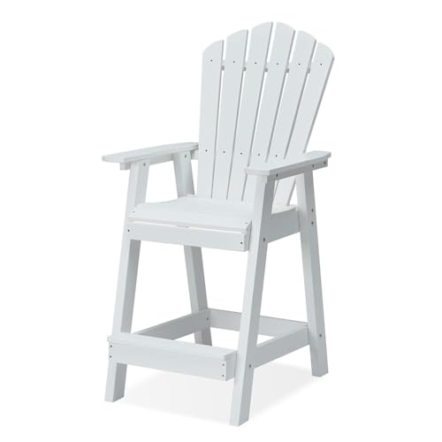 Image of Psilvam Tall Adirondack Chair 1PC, Poly Lumber Outdoor Bar Stools,White