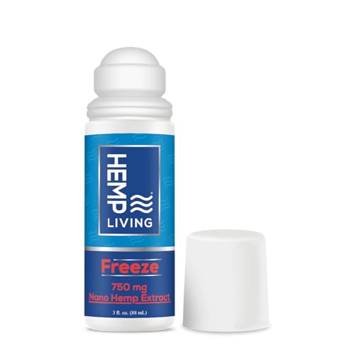 HEMP LIVING Freeze Nano Hemp Extract Roll On Cold Therapy Roll On for Muscles and Joint Strain 3 oz Roll on Bottle (750 mg)