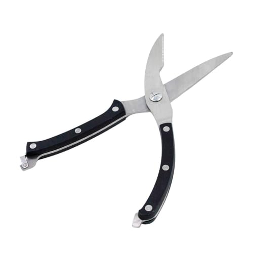 Tesoura Cozinha Trinchante Corta Osso Frango Carnes Peixes Culinária (Preto)