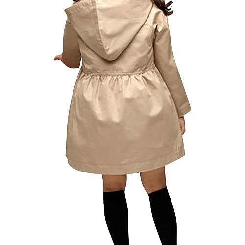 Kids Girls Outdoor Windproof Jacket Solid Color Button Hoodie Snow Clothing Fall Winter Jacket Sports (C, 9-10 Years)2