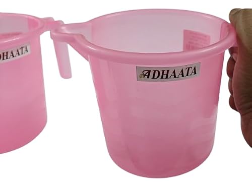 ADHAATA Bathing Mug, 1.5 Liter Capacity, Certified Water Bath Mug, LAHER (Pack of 2) (PINK)
