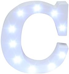 Royal Brands Decorative DIY LED Letter Light Sign - Light Up Wooden Alphabet Letter Battery Operated Party Wedding Marquee Décor - White (C)