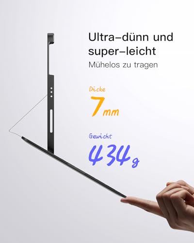 Inateck iPad 11(A16) Hülle mit Tastatur, iPad 10 Gen. Hülle mit Tastatur, für iPad Air 11" M4/ M3/M2 (2026/2025/2024),Air 5/4, Pro 11,QWERTZ,Ultraleichte Tastatur mit Stifthalter,AirTap BK2007 3