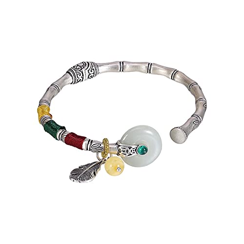 Bijoux de personnalité rétro bracelet ouvert jade Hetian argent S925