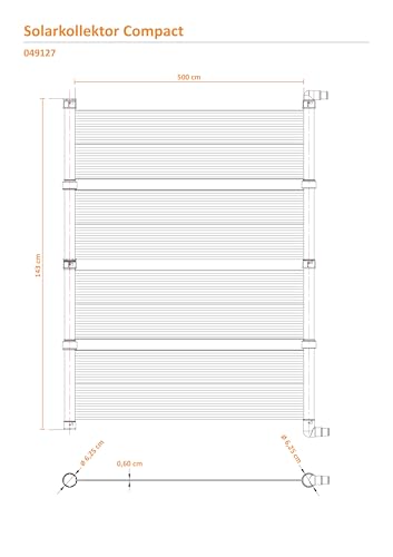Steinbach Solarkollektor Compact, 500 x 140 cm, für Pools bis 40.000 l Wasserinhalt, Schlauchanschluss Ø 32/38 mm, 049127