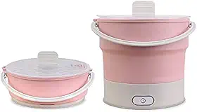 Mini Panela Elétrica Dobrável de 600 ml, Portátil, Vaporizador de Água Fervente para Vapor, Sopa, Macarrão, Ramen, Aveia (Rosa)