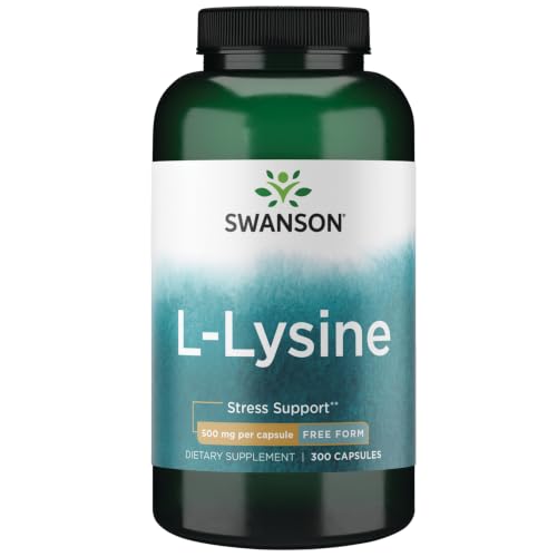 Swanson L-Lysine Amino Acid Supplement for Stress-Prone Adults Seeking Nervous System and Immune Support - 500 mg Free Form (300 Capsules)