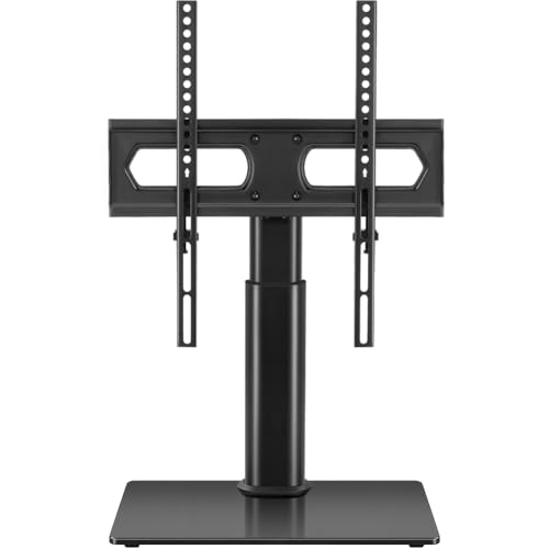 FURWOO Verstellbarer Tisch TV-Ständer Einzelner Computermonitorständer mit gehärtetem Glasfuß für 27-65“ Bildschirm