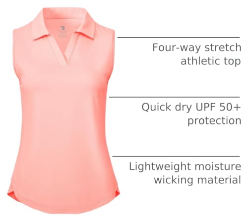 Image of BGOWATU Women's Sleeveless Golf Polo Shirts Collared V Neck Tennis Tank Tops UPF 50+ Quick Dry Lightweight
