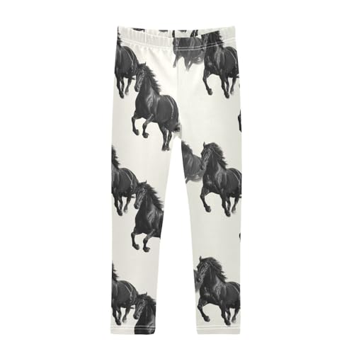 Girls Leggings Black Horses Soft Toddler Leggings for Girls Kids Pants Size 4T-10T