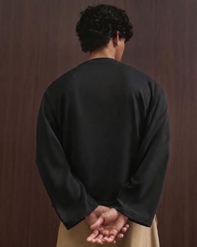CLOTH N CODE Full Sleeve Black Cotton Oversized Men's T-Shirt - Image 3