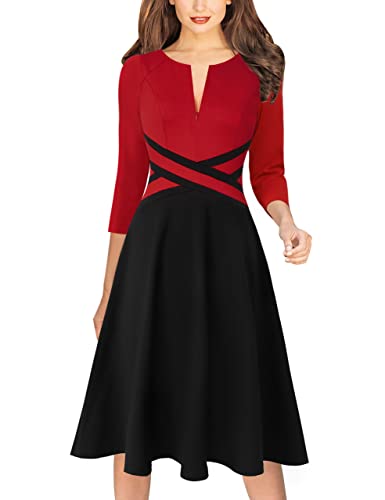 Image of VFSHOW Womens Front Zipper Work Business Casual Office Church A Line Dress
