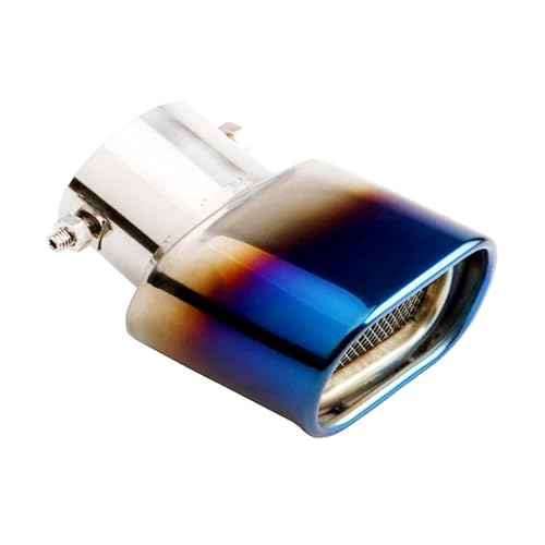 tpnidaii 車外用品 下向き式 マフラー カッター 方形 排気管 エキゾーストチップ マフラー パイプ テールパイプ径38-53mm適応 口径2.5インチ 大口径 外装 パーツ ドレスアップ カスタム ステンレス製 メッシュ付き (ブルー)