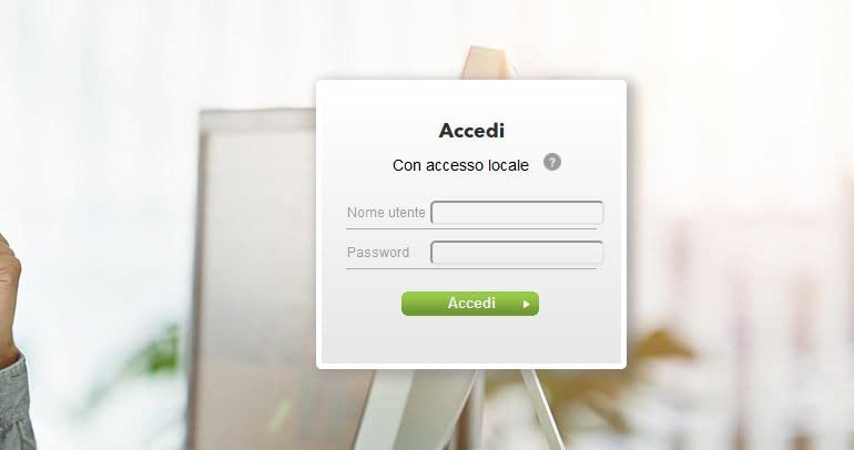 E possibile accedere al pannello di configurazione tramite la creazione di un'account locale