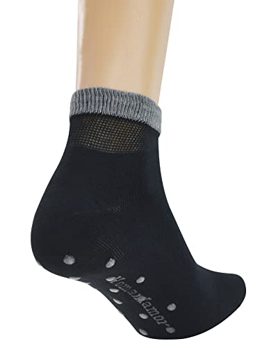Yomandamor 6 Pairs Seamless Diabetic Socks For Men Bamboo Non Slip Grip Ankle Socks #TOP3