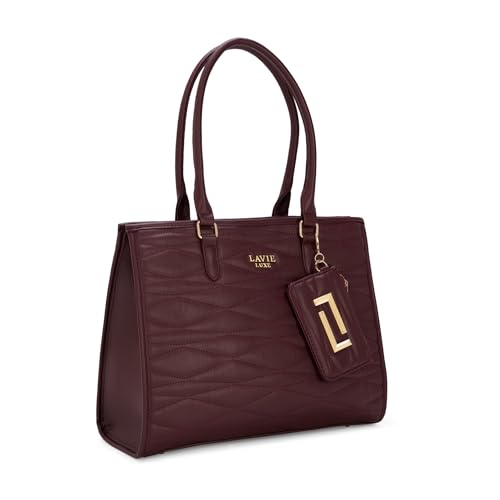 Image of Lavie Luxe Women's Lucie Quilted Large Box Tote Handbag | Tote Bag for Work | Ladies Purse | Stylish Shoulder Bag | Gift for Women